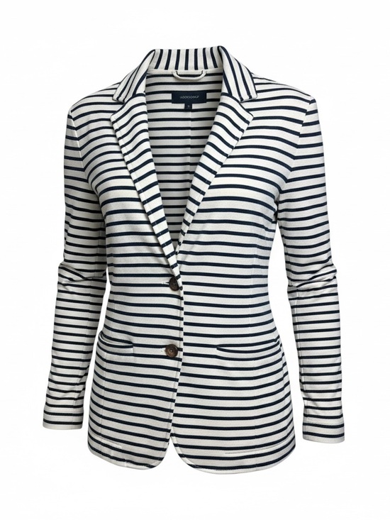 J. Crew Jackets & Blazers - J. Crew Women’s L 100% Cotton Striped Navy & Off White Summer Blazer